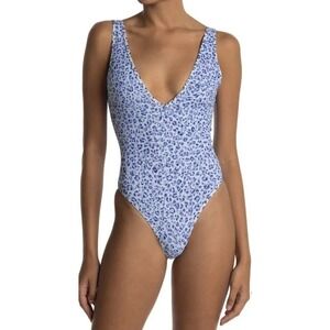 BOUND BY BOND-EYE AUSTRALIA V-Mine One-Piece Swimsuit Blue/White Sz-M (B222)